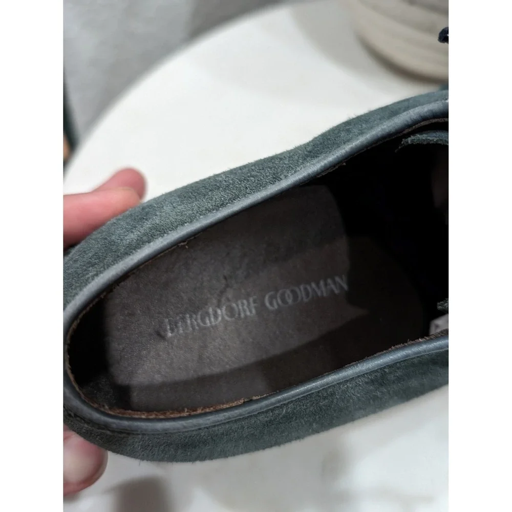Bergdorf Goodman Men's Lace Up Blue Suede‎ Derby Shoes Classic